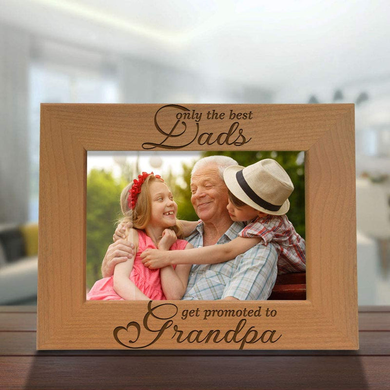 KATE POSH Only the Best Dads Get Promoted to Grandpa Natural Wood Engraved Picture Frame. Best Grandpa Ever, Father'S Day, Papa Gifts for Birthday, New Grandpa Gifts from Baby 4X6 Horizontal Home & Garden > Decor > Picture Frames KATE POSH   
