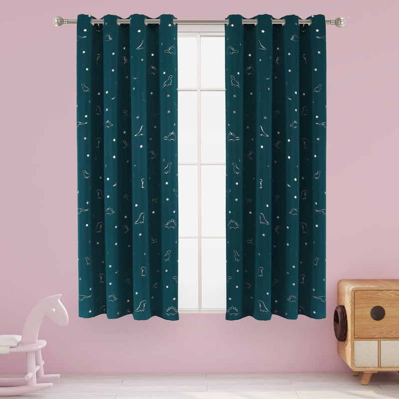 LORDTEX Dinosaur and Star Foil Print Blackout Curtains for Kids Room - Thermal Insulated Curtains Noise Reducing Window Drapes for Boys and Girls Bedroom, 42 X 84 Inch, Grey, Set of 2 Panels Home & Garden > Decor > Window Treatments > Curtains & Drapes LORDTEX Sapphire 52 x 45 inch 