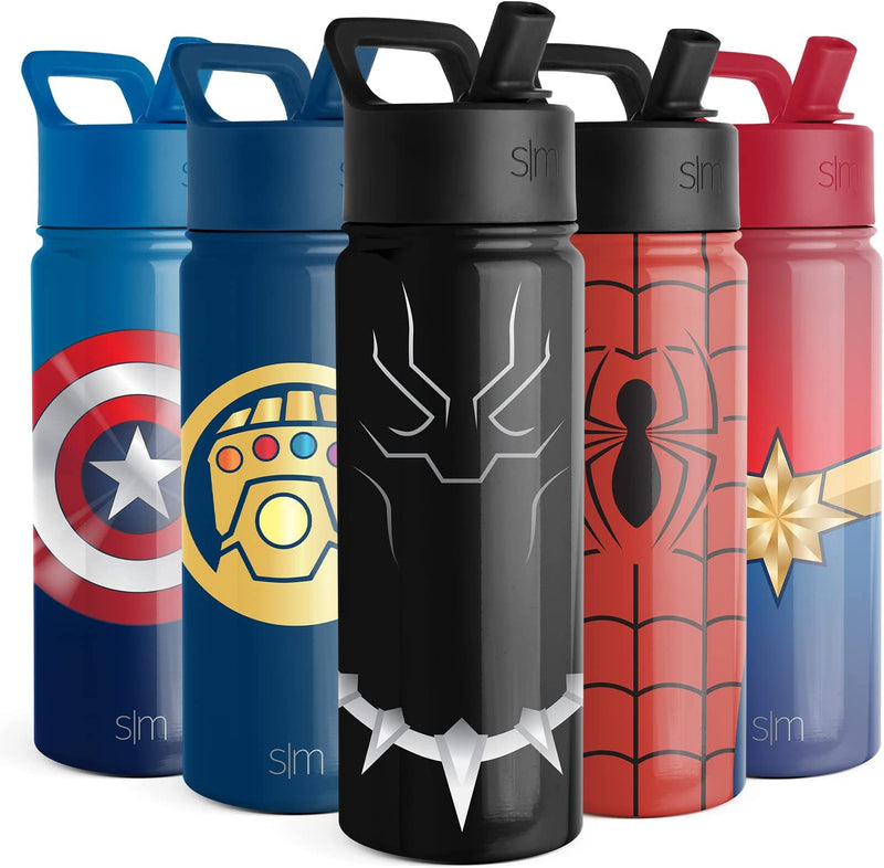 Simple Modern Marvel Spider Man Kids Water Bottle with Straw Lid | Insulated Stainless Steel Reusable Tumbler Gifts for School, Toddlers, Girls, Boys | Summit Collection | 14Oz, Spider Armor Home & Garden > Kitchen & Dining > Tableware > Drinkware Simple Modern Black Panther 18oz Water Bottle 
