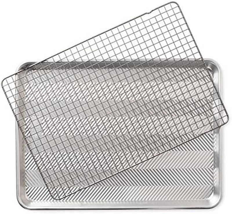Nordic Ware Prism 13" X 17.75" High-Sided Sheet Cake Pan, Metallic Home & Garden > Kitchen & Dining > Cookware & Bakeware Nordicware Half Sheet with Oven Safe Grid 1 Pack 