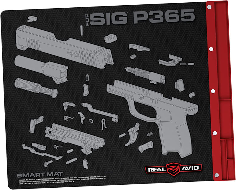 Real Avid Handgun Smart Mat - 19X16", Universal Pistol, Glock, 1911, and M&P (Select Your Style) Gun Cleaning Mat, Red Parts Tray Sporting Goods > Outdoor Recreation > Winter Sports & Activities Real Avid For SIG P365  