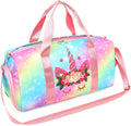 Duffle Bag Teen Girls Kids Cute Unicorn Gym Bag with Shoe Compartment and Wet Separation Sports Overnight Carry on Bag Travel Bag with Sorting Bag (Candy Pink) Home & Garden > Household Supplies > Storage & Organization Dorlubel Rainbow Pink  