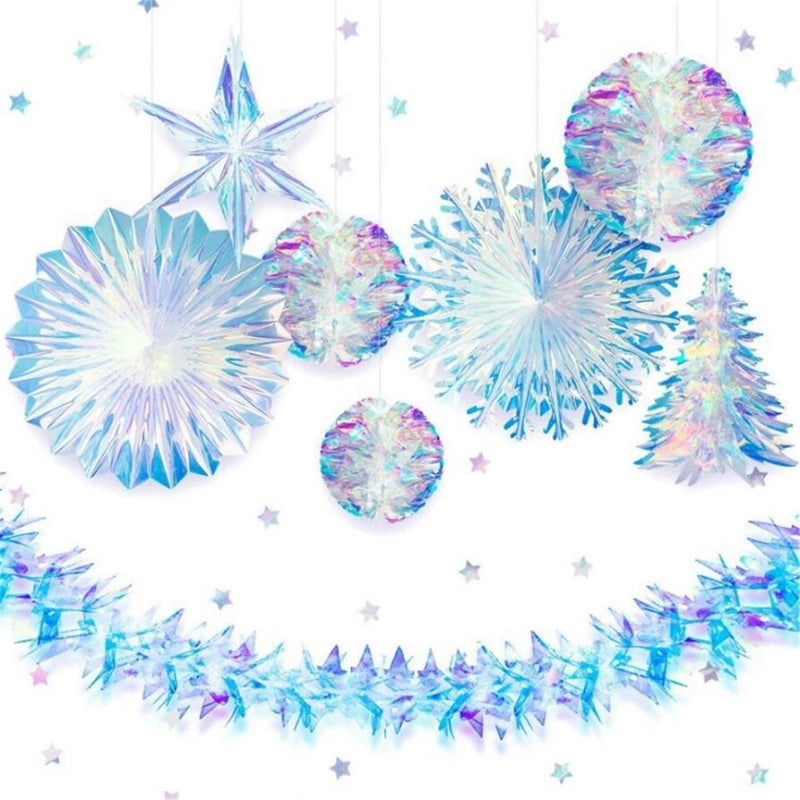 Farfi Neon 3D Snowflakes for Home Christmas Tree Garlands Decorations Party Supplies Home Home & Garden > Decor > Seasonal & Holiday Decorations& Garden > Decor > Seasonal & Holiday Decorations Farfi 15  