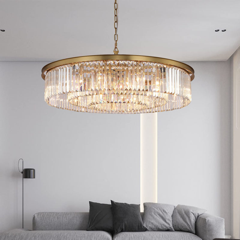 Gmlixin Crystal Chandelier Modern Chrome Chandeliers Lighting Pendant Ceiling Light Fixture 3-Tier for Dining Room Living Room Bedroom, W20'' Home & Garden > Lighting > Lighting Fixtures > Chandeliers GMlixin Copper 31 Inch 