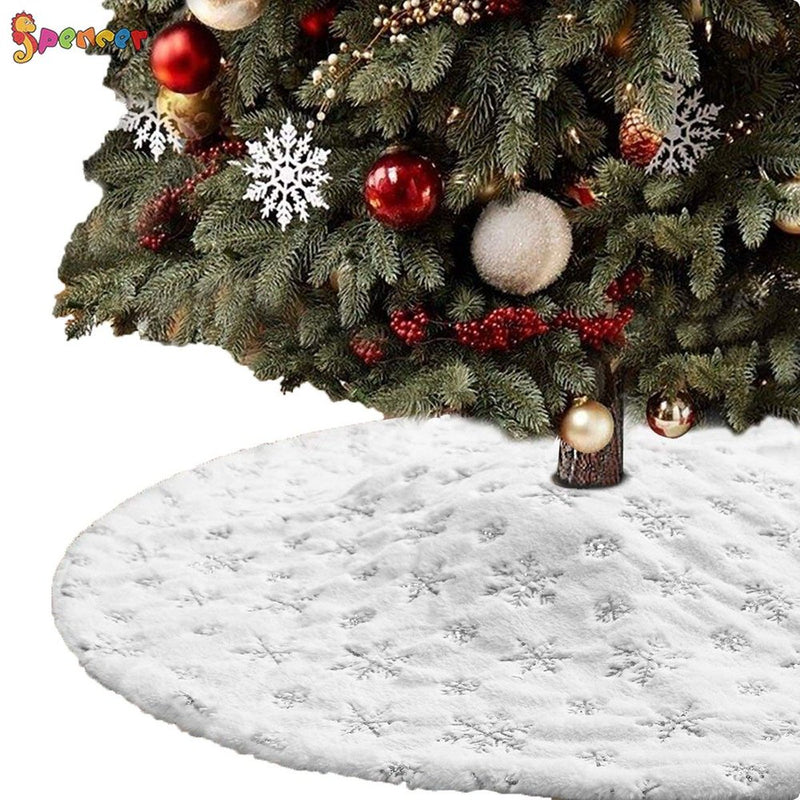 Spencer 35 Inches Snowflake Christmas Tree Skirt White Plush Xmas Tree Skirts Rug for Holiday Party Christmas Decorations Ornaments (Gold) Home & Garden > Decor > Seasonal & Holiday Decorations > Christmas Tree Skirts Spencer Silver  