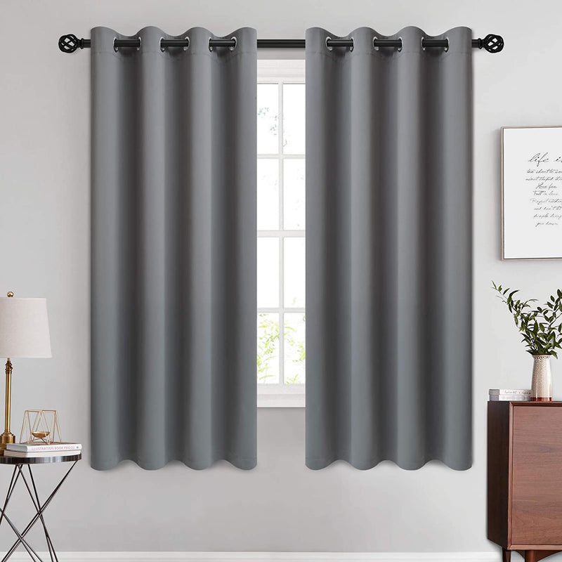 COSVIYA Grommet Blackout Room Darkening Curtains 84 Inch Length 2 Panels,Thick Polyester Light Blocking Insulated Thermal Window Curtain Dark Green Drapes for Bedroom/Living Room,52X84 Inches Home & Garden > Decor > Window Treatments > Curtains & Drapes COSVIYA Grey 52W x 63L 