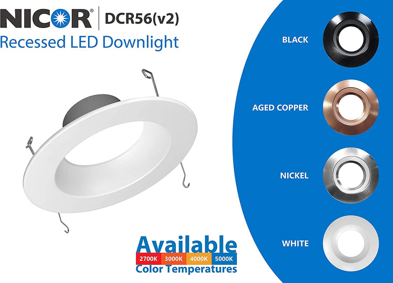 NICOR Lighting DCR562121205KWH Dcr56(V2) High-Output 1200 Lumen Recessed LED Downlight, 5/6, White Home & Garden > Lighting > Flood & Spot Lights NICOR Lighting   