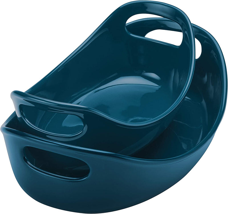 Rachael Ray Ceramics Bubble and Brown Oval Baker Set, 2-Piece, Marine Blue Home & Garden > Kitchen & Dining > Cookware & Bakeware Rachael Ray Marine Blue  
