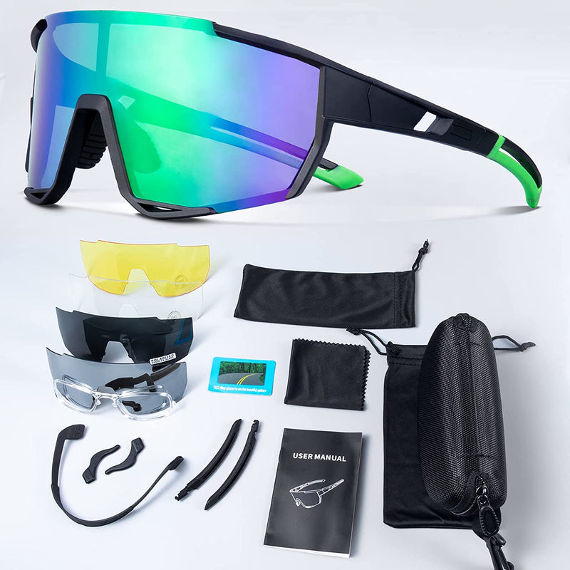 Vanskee Baseball Sunglasses for Men Women, Polarized Sport Cycling Glasses with 5 Lenses Sporting Goods > Outdoor Recreation > Cycling > Cycling Apparel & Accessories Vanskee   