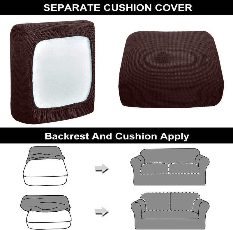 Couch Covers for 3 Cushion Couch Sofa, NORTHERN BROTHERS 4 Pieces Stretch Soft Sofa Couch Slipcovers for 3 Seat Cushion Couch, Washable Pet Sofa Furniture Covers for Living Room (Chocolate)