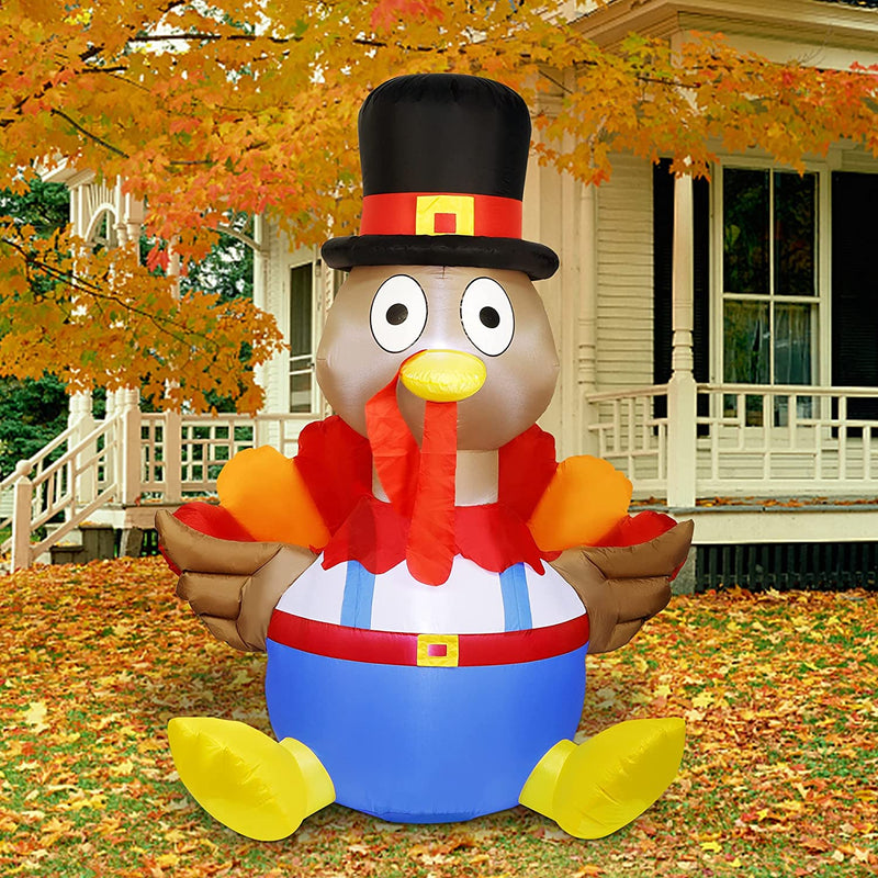 ATDAWN 6 Foot Thanksgiving Inflatable Turkey, Thanksgiving Autumn LED Lights Decorations, Thanksgiving Lighted Outdoor Indoor Yard Holiday Decorations  ATDAWN   