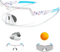 OMEKOL Photochromic Sunglasses for Men Sports Transition Cycling Glasses UV400 Mountain Bike Goggles Riding Bicycle Eyewear Sporting Goods > Outdoor Recreation > Cycling > Cycling Apparel & Accessories OMEKOL White Frame With Red Blue Dots  