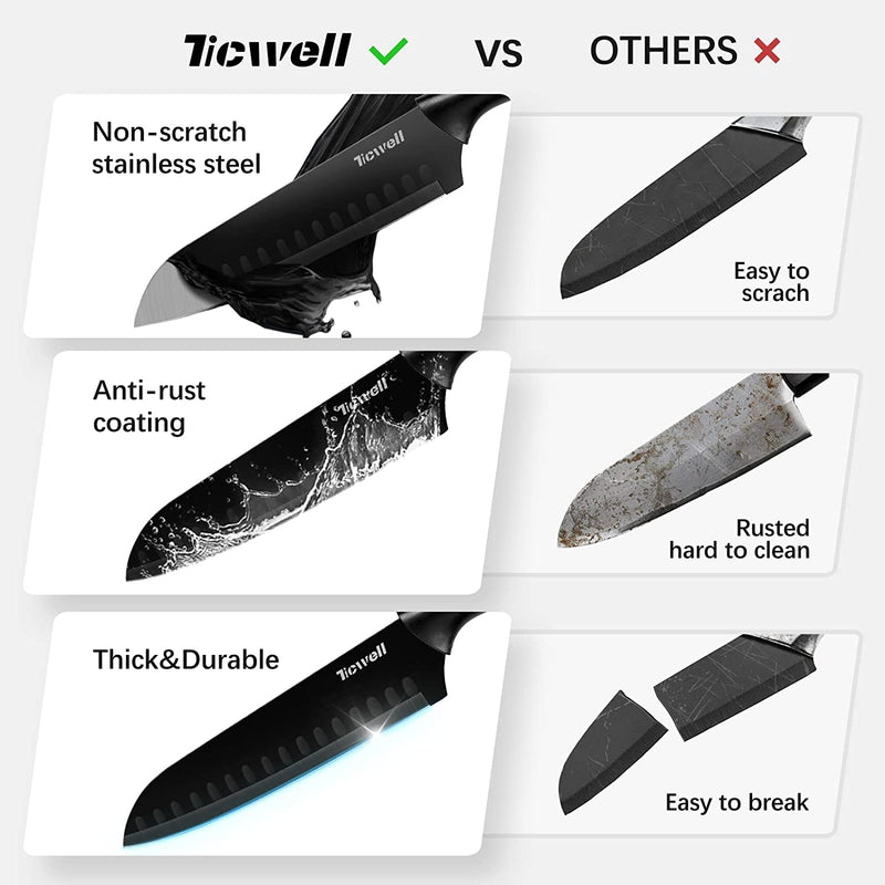 Knife Set TICWELL 16 Pieces Kitchen Knife Set, Professional Chef Kitchen Knife Set with Block, High Carbon Stainless Steel Knife Block Set with Sharpener, Peeler and Shears Home & Garden > Kitchen & Dining > Kitchen Tools & Utensils > Kitchen Knives TICWELL   