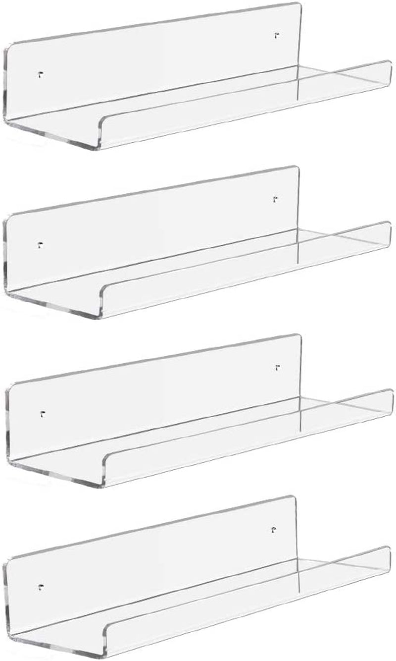 Clear Floating Shelves 2 Pack, 36” Extra Thick Acrylic Shelves, Clear Wall Shelves for Wall for Home, Kitchen, Bathroom Furniture > Shelving > Wall Shelves & Ledges JUOIFIP 15'' 4Pack  