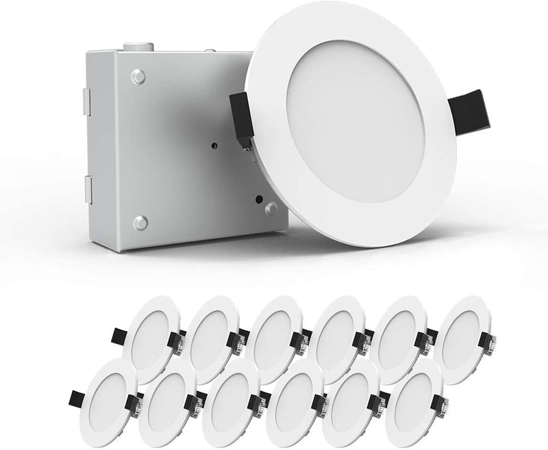 Heybright 12 Pack 4 Inch Recessed Lighting with Driver Box, 9W 80W Eqv, Dimmable Ultra Thin LED Downlight, Can-Killer Low Profile Ceiling Light, 650 Lm ETL & Energy Star Certified ( 3000K ) Home & Garden > Lighting > Flood & Spot Lights Heybright   