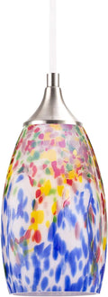 NALATI 1-Light Pendant Light，Handcrafted Art Glass Hanging Light for Kitchen Island,Brushed Nickel Finish with Adjustable Cord (Earth) Home & Garden > Lighting > Lighting Fixtures NALATI Multicolor  