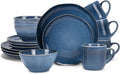 Elanze Designs Reactive Glaze Ceramic Stoneware Dinnerware 16 Piece Set - Service for 4, Mocha Grey Ombre Home & Garden > Kitchen & Dining > Tableware > Dinnerware Elanze Designs Cobalt Blue  