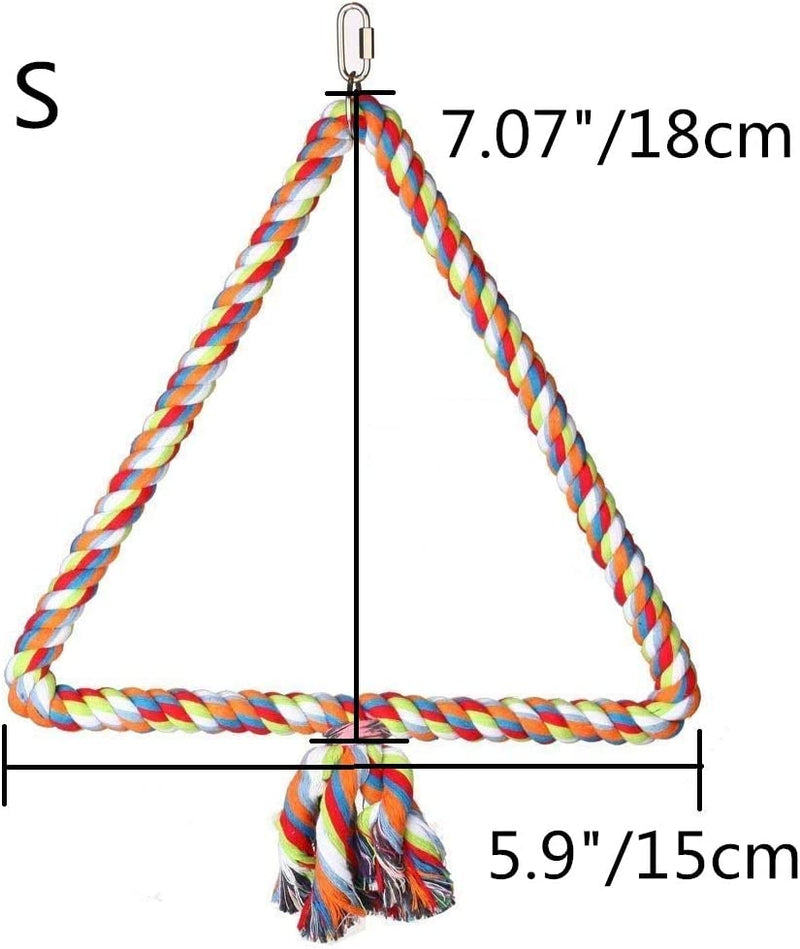 Wontee Bird Triangle Rope Swing Colorful Perch Chewing Toy for Parrots Budgie Parakeet Cockatiel Cockatoo (S) Animals & Pet Supplies > Pet Supplies > Bird Supplies > Bird Toys Wontee   