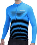 Spotti Men'S Cycling Bike Jersey Long Sleeve with 3 Rear Pockets - Moisture Wicking, Breathable, Quick Dry Biking Shirt Sporting Goods > Outdoor Recreation > Cycling > Cycling Apparel & Accessories Spotti Blue Stripe XX-Large 