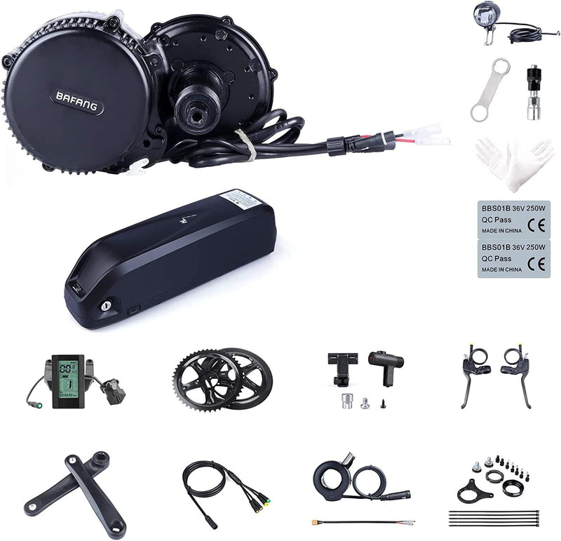 BAFANG BBS02B 48V 750W Mid Drive Electric Bike Motor Ebike Conversion Kit Mid-Mounted Engine for Mountain Bike Road Bicycle with Optional 48V 17.5Ah 18Ah and 48V 20Ah Battery Sporting Goods > Outdoor Recreation > Cycling > Bicycles BAFANG 800S display 48T & 52V 17.5Ah Rear Battery 