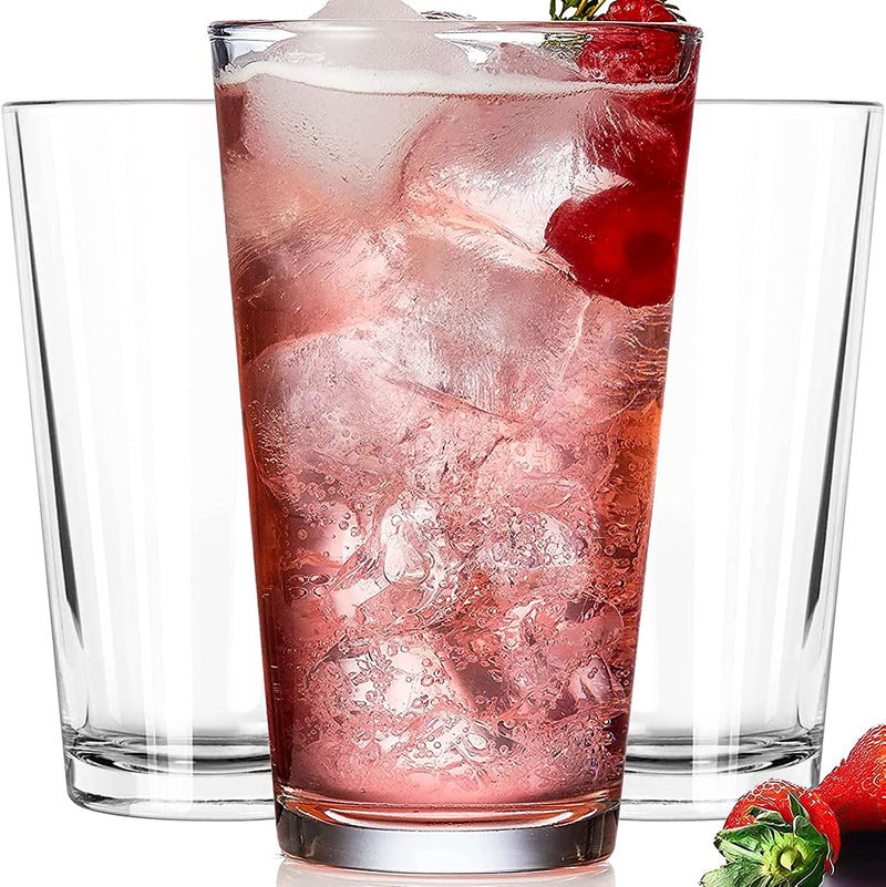 Drinking Glasses - Set of 10 - Highball Glass Cups 17Oz. - Dishwasher Safe Cocktail Glasses - Clear Heavy Base Tall Beer Glasses, Water Glasses, Bar Glass, Wine, Juice, Iced Tea, Cordial Glasses.
