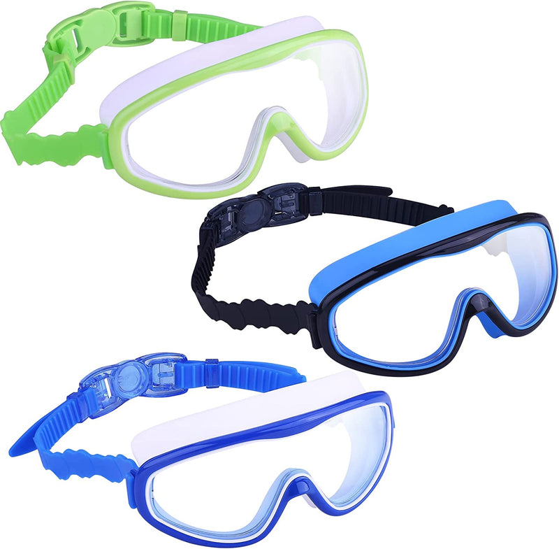 Swim Goggles for Kids 6-14, Kids Wide View Swimming Goggles with Nose Cover, anti Fog / UV No Leaking Waterproof Kids Goggles Sporting Goods > Outdoor Recreation > Boating & Water Sports > Swimming > Swim Goggles & Masks Reseldda Pack 1 - Colors for Boys  
