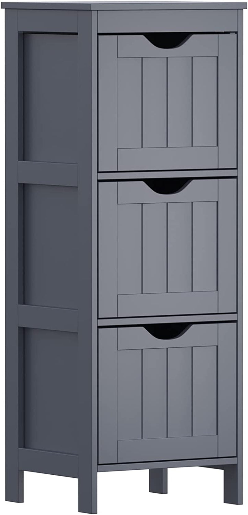 Reettic Narrow Bathroom Storage Cabinet with 3 Removable Drawers, DIY, Freestanding Side Storage Organizer for Bedroom, Living Room, Entryway, 11.8" L X 11.8" W X 35" H, Brown BYSG102Z Home & Garden > Household Supplies > Storage & Organization Reettic Dark Grey 11.8"L x 11.8"W x 35"H 