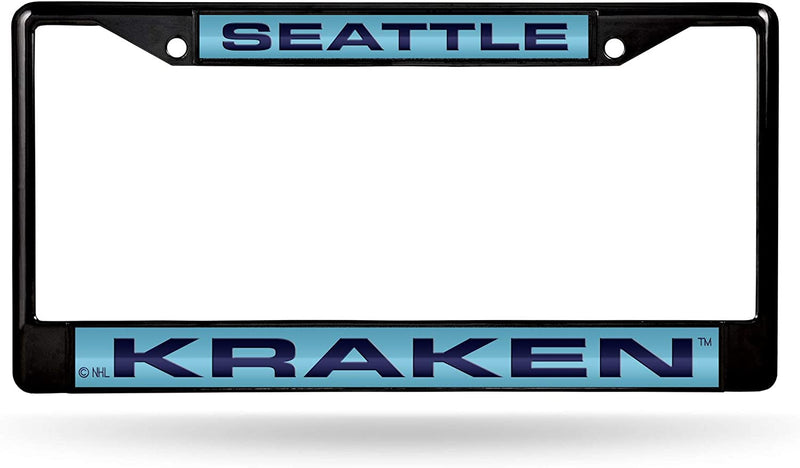 Rico Industries NHL Black Laser Cut Chrome Frame 12" X 6" Black Laser Cut Chrome Frame - Car/Truck/Suv Automobile Accessory Sporting Goods > Outdoor Recreation > Winter Sports & Activities Rico Industries Seattle Kraken  
