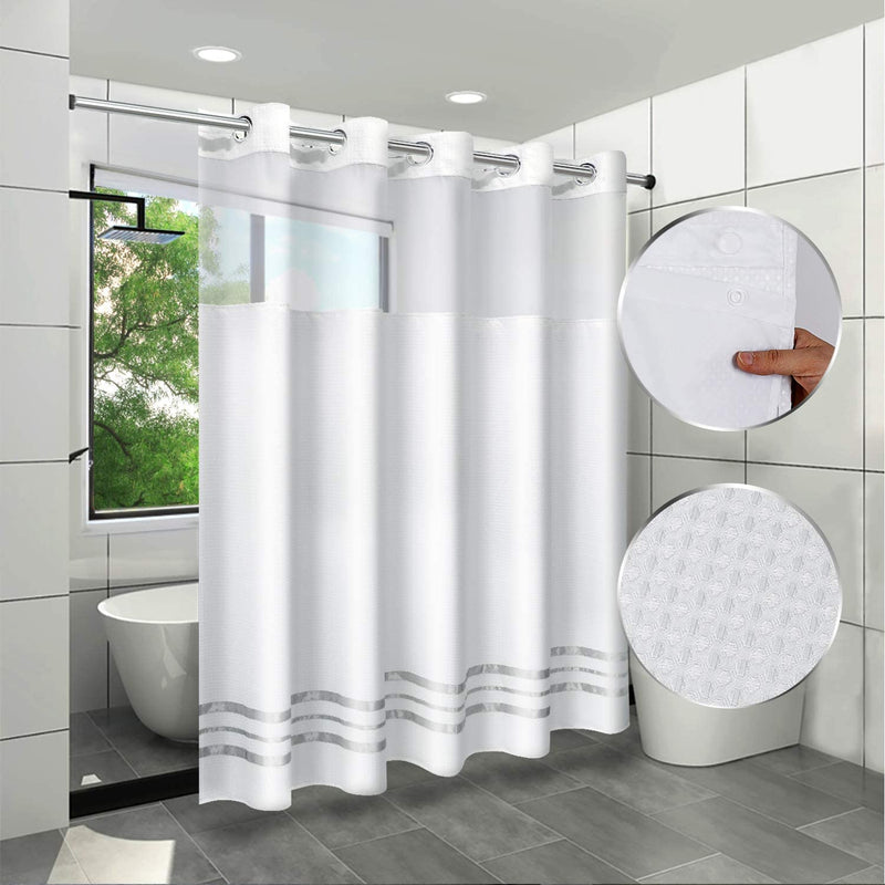 ARICHOMY【2023 Upgraded】 Shower Curtain Set Waffle Weave Curtain Fabric Shower Curtain Set 250GSM Hookless Removeable Liner, Machine Washable 71By 74Inch, White Sporting Goods > Outdoor Recreation > Fishing > Fishing Rods ARICHOMY White 66*74 inch 