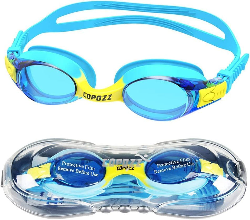 COPOZZ Kids Swimming Goggles, Toddler Swim Goggles No Leaking anti Fog for Boys Girls(Age 3-12) Sporting Goods > Outdoor Recreation > Boating & Water Sports > Swimming > Swim Goggles & Masks COPOZZ A-k1 Blue  