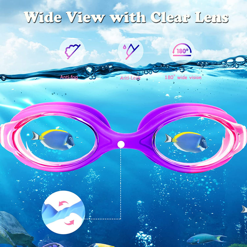 EWPJDK Kids Swim Goggles - 2 Pack Swimming Goggles anti Fog No Leaking for Kids Age 5-13 Sporting Goods > Outdoor Recreation > Boating & Water Sports > Swimming > Swim Goggles & Masks EWPJDK   