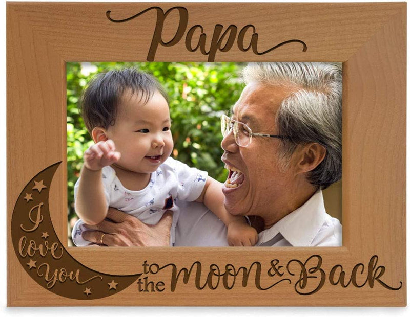 KATE POSH Papa I Love You to the Moon and Back Natural Wood Engraved Picture Frame. Best Grandpa Ever, Father'S Day, Papa Gifts for Birthday, from New Baby, Grandparent'S Day (4X6-Vertical) Home & Garden > Decor > Picture Frames KATE POSH 5x7-Horizontal  