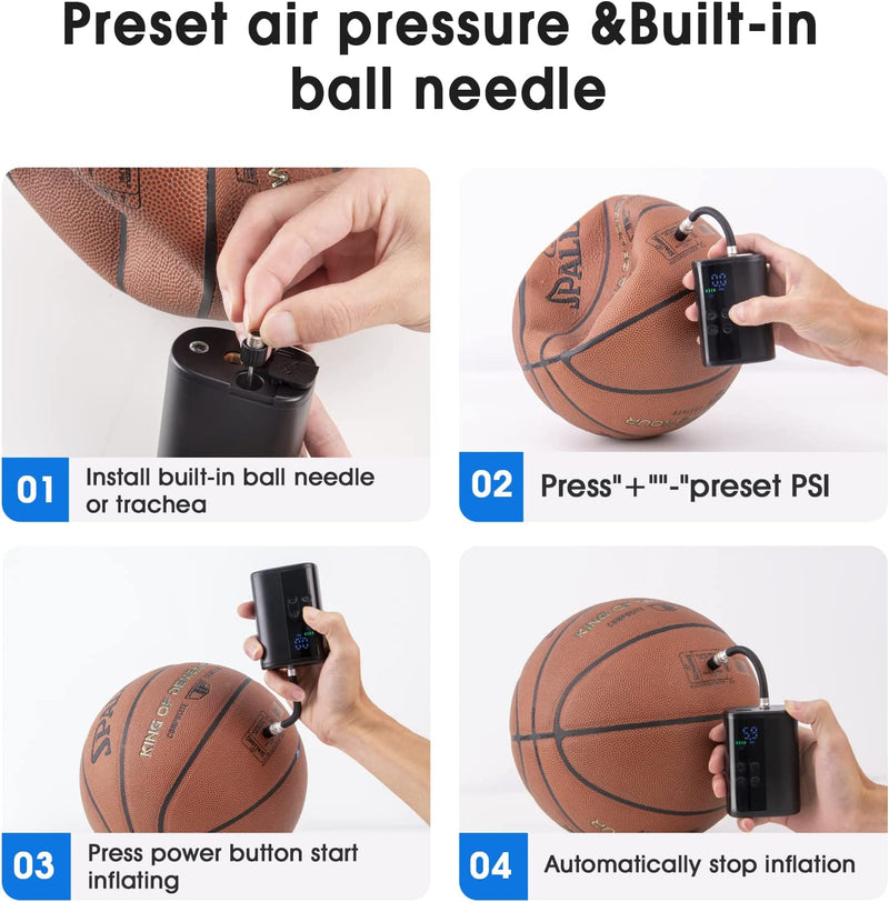 Electric Ball Pump,Portable Air Pump for Sports Balls with LCD Display LED Lighting and Mergency Power Bank, Basketball Pump Built-In Ball Needles Accessories for Soccer Football Volleyball Sporting Goods > Outdoor Recreation > Winter Sports & Activities LILTSDRAE   