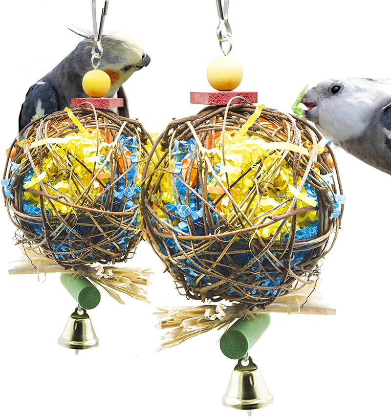 Meric Rattan Shredding Foraging Toys, Speed Bag for African Greys, Lovebirds, Engage in Instinctual Activity, Lower Stress, Strengthen Legs, Parakeets Discover Exciting Textures and Sounds, 2 Toys Animals & Pet Supplies > Pet Supplies > Bird Supplies > Bird Toys Meric   