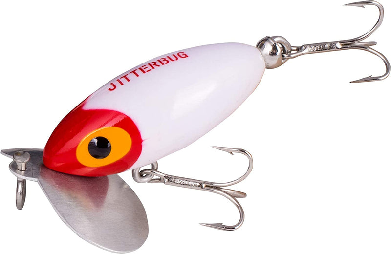 Arbogast Jitterbug Topwater Bass Fishing Lure - Excellent for Night Fishing Sporting Goods > Outdoor Recreation > Fishing > Fishing Tackle > Fishing Baits & Lures Pradco Outdoor Brands White/Red Head 2 1/2" 3/8 oz 
