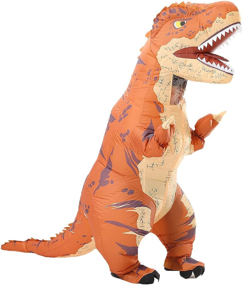 Mxosum Inflatable T-Rex Costume for Adult Blow up Dinosaur Costume Funny Dino Halloween Costume Party Cosplay Costume  LOMON CARTOON New Brown  