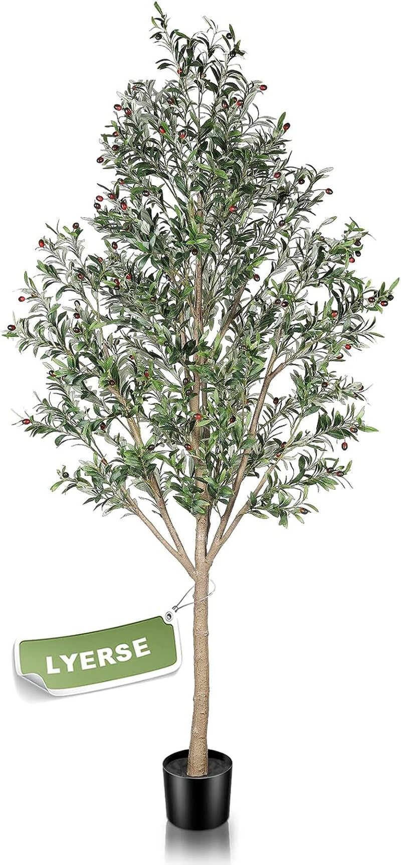 LYERSE Artificial Olive Tree, Tall 8 Feet Fake Potted Olive Silk Tree with Planter, Large Faux House Plants Decoration for Home Office Decor  LYERSE   