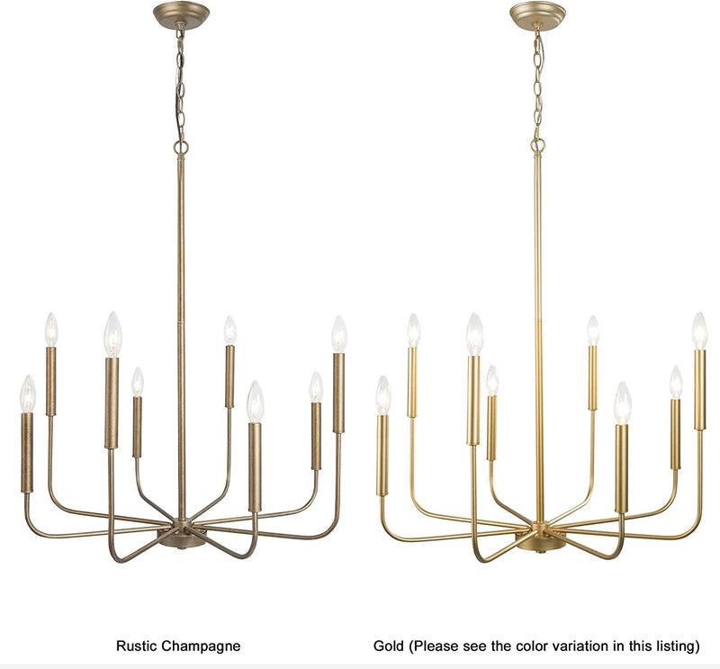 LALUZ Antique Gold Chandelier, Modern Farmhouse Light Fixture for Dining Room, Bedroom, Foyer, Living Room, Kitchen Island, Entryway (Upgraded Version, 2 Types of Height 8 Arms) Home & Garden > Lighting > Lighting Fixtures > Chandeliers LALUZ   