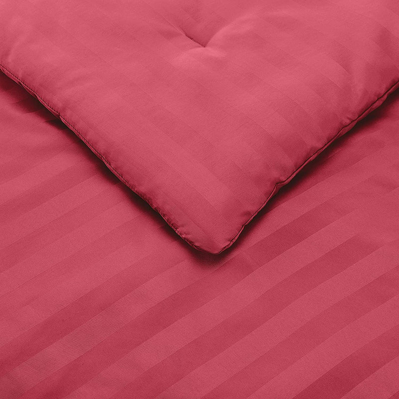 Damask Stripe Comforter Set - Soft, Easy-Wash Microfiber - Full/Queen, Burgundy Home & Garden > Linens & Bedding > Bedding > Quilts & Comforters KOL DEALS   