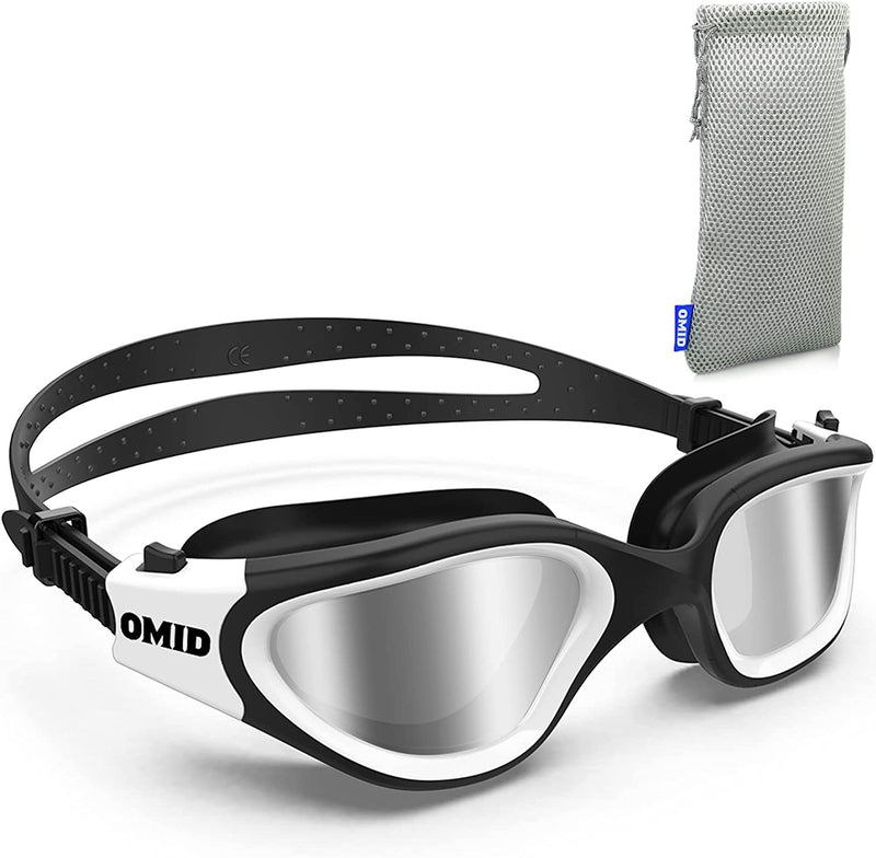 Swim Goggles, OMID Comfortable Polarized Anti-Fog Swimming Goggles for Adult Sporting Goods > Outdoor Recreation > Boating & Water Sports > Swimming > Swim Goggles & Masks OMID B2-bright Polarized Silver - White Frame  