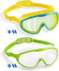 Elimoons Kids Goggles for Swimming Age 3-15,Kids Swim Goggles with Nose Cover No Leaking Anti-Fog Waterproof(2Pack) Sporting Goods > Outdoor Recreation > Boating & Water Sports > Swimming > Swim Goggles & Masks Elimoons Yellow+green  