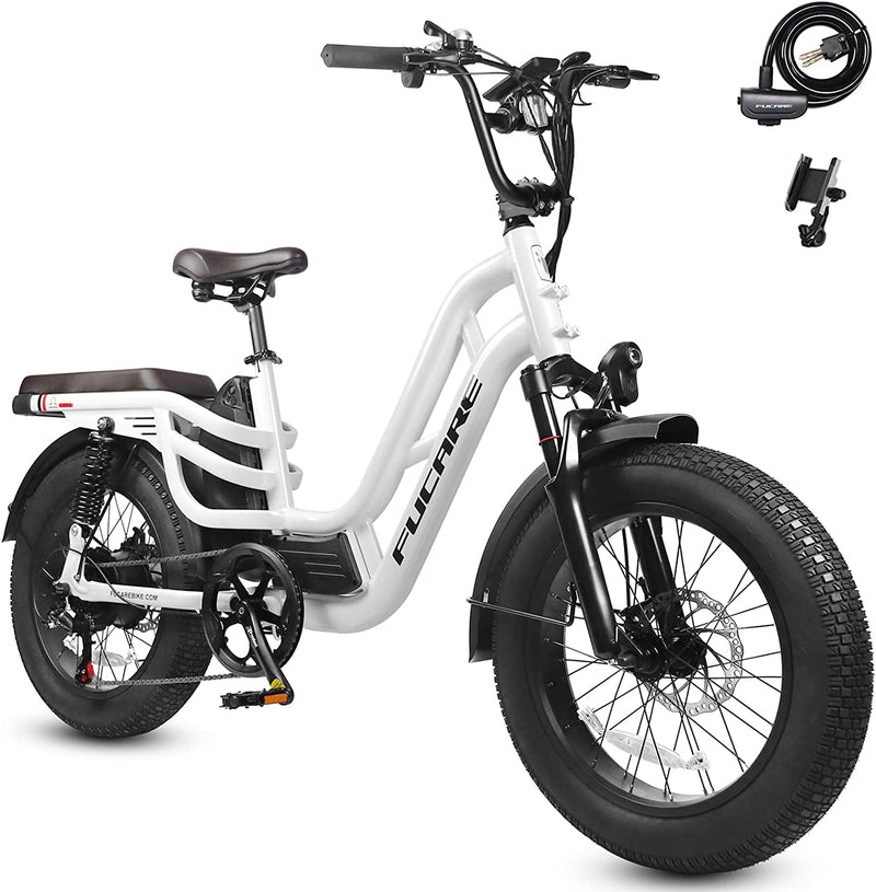 Fucare Electric Bike 750W Cruiser Bicycle with 32Mph 48V 20Ah Removable LG Lithium Battery 5.0" Color Display Shimano 7 Speed 20''X4.0 Fat Tire Electric Mountain Snow Commuter Road Ebike for Adult Sporting Goods > Outdoor Recreation > Cycling > Bicycles Xiaohe Electric Technology (Tianjin)Co,LTD 20AH White  