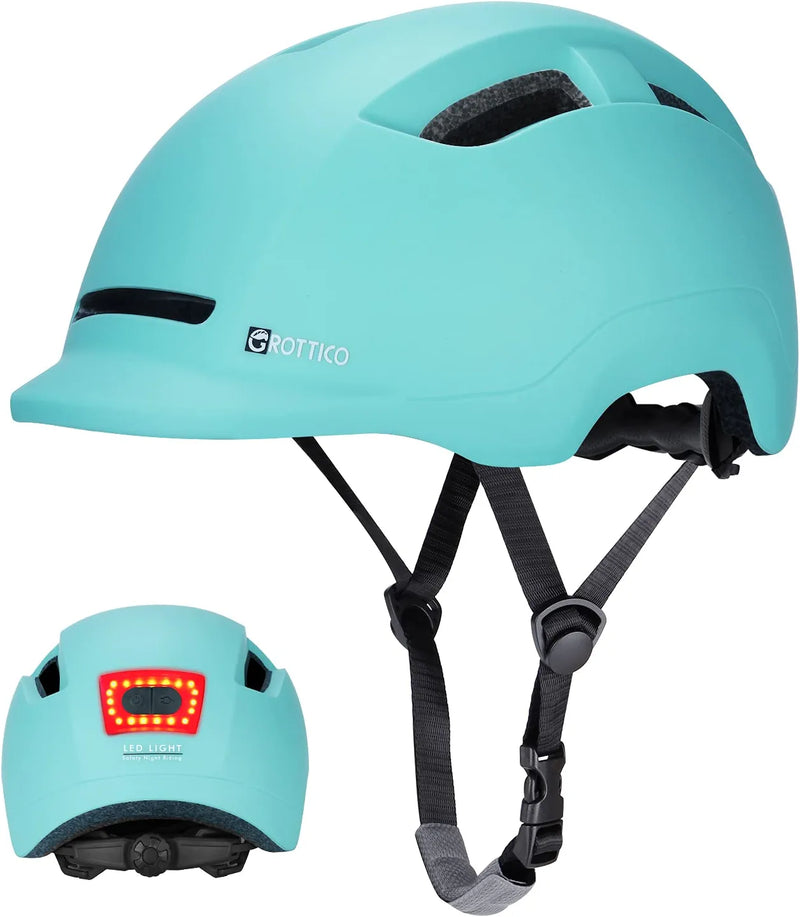 GROTTICO Adult Bike Helmet with Light - Dual Certified for Bicycle Scooter Skateboard Road Cycling Skating Helmet Sporting Goods > Outdoor Recreation > Cycling > Cycling Apparel & Accessories > Bicycle Helmets LDW Matte Mint Green Medium 