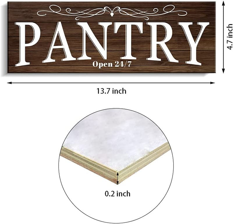 Pinetree Art Pantry Signs for Kitchen Rustic Farmhouse Pantry Room Wooden Sign Wall Decor Ready to Hang (13.7X4.7 Inch, GY) Home & Garden > Kitchen & Dining > Cookware & Bakeware Pinetree Art   