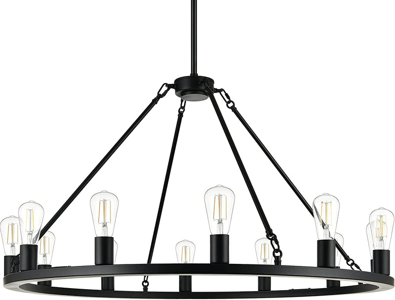 Linea Di Liara Sonoro Black Chandelier Dining Room Light Fixture Small Wagon Wheel Chandelier Rustic round Industrial Modern Farmhouse Chandeliers for Dining Room Entryway Foyer, 7 Bulbs Included Home & Garden > Lighting > Lighting Fixtures > Chandeliers Linea di Liara 38" dia  