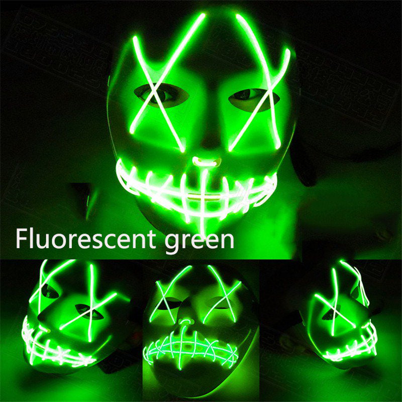 Scary Mask Halloween Cosplay Led Costume Mask El Wire Light up Mask for Festival Parties Blue Apparel & Accessories > Costumes & Accessories > Masks Kuteck Green  