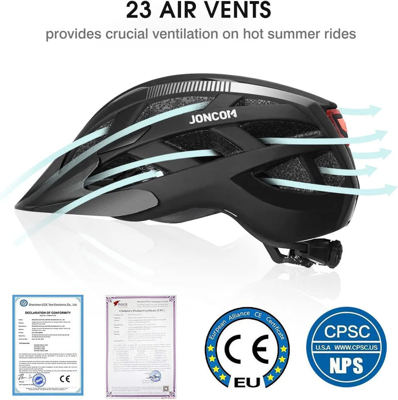 JONCOM Adult Bike Helmet, Bicycle Cycling Helmets with Echargeable Light for Adult Men Women Commuter Urban Scooter Adjustable Sporting Goods > Outdoor Recreation > Cycling > Cycling Apparel & Accessories > Bicycle Helmets Joncom   