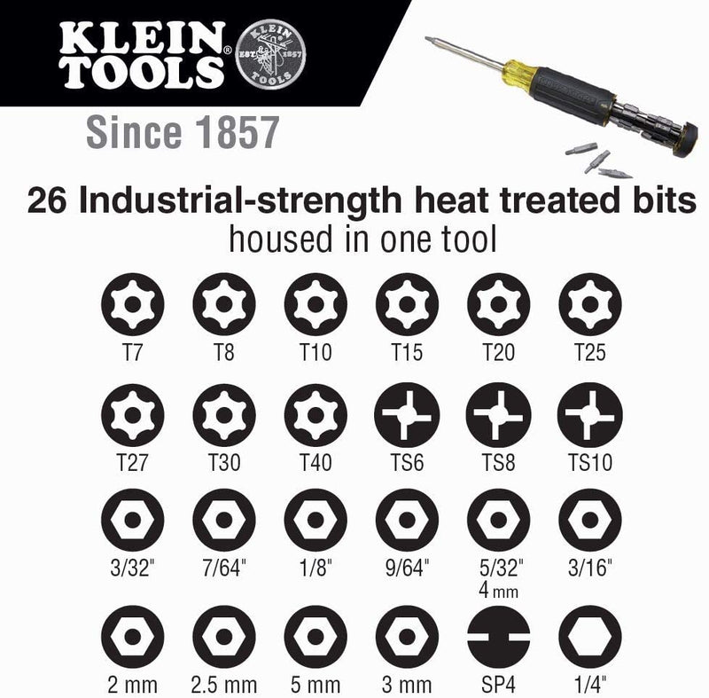 Klein Tools 32307 Multi-Bit Tamperproof Screwdriver, 27-In-1 Tool with Torx, Hex, Torq and Spanner Bits with 1/4-Inch Nut Driver Sporting Goods > Outdoor Recreation > Fishing > Fishing Rods Klein Tools   