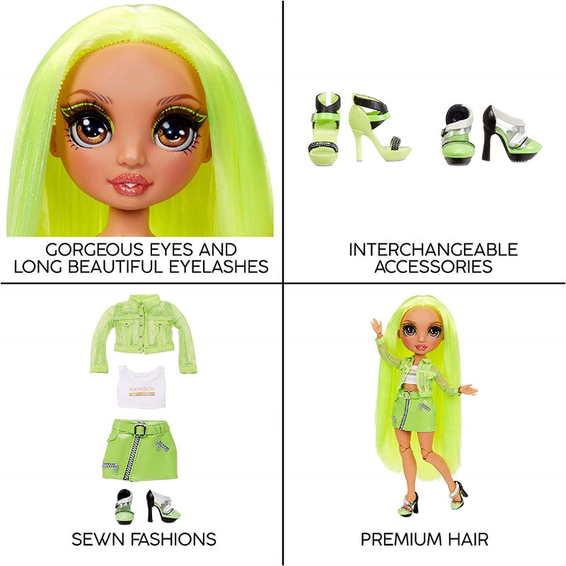 Rainbow High Karma Nichols – Neon Green Fashion Doll with 2 Doll Outfits to Mix & Match and Doll Accessories, Great Gift for Kids 6-12 Years Old Sporting Goods > Outdoor Recreation > Winter Sports & Activities Rainbow High   