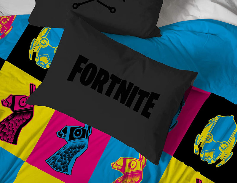 Jay Franco Fortnite Neon Warhol 5 Piece Full Bed Set - Includes Comforter & Sheet Set - Bedding Features Llama, Peely, & Vertex - Super Soft Fade Resistant Microfiber (Official Fortnite Product) Home & Garden > Linens & Bedding > Bedding Jay Franco & Sons, Inc.   